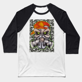 Graffiti Style Gas Mask Skull Character Baseball T-Shirt